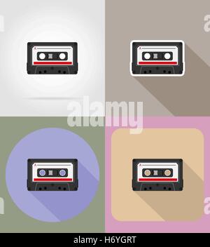 Ancienne rétro vintage cassette audio télévision icons vector illustration isolé sur fond Illustration de Vecteur