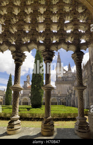 Le Portugal, le district de Ribatejo, Costa da Prata, Batalha, le monastère de Santa Maria da Vitoria, remplages gothique manuéline Banque D'Images