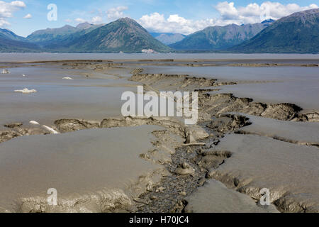 Les bas fonds vaseux de Turnagain Arm à la recherche vers la Chugach Montagnes de l'espoir dans le sud de l'Alaska. Banque D'Images