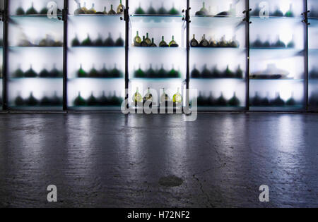 Vin moderne à l'étagère dans le domaine viticole Hofkeller et vous profiterez palais Residenz Würzburg, Bavière, Allemagne Banque D'Images