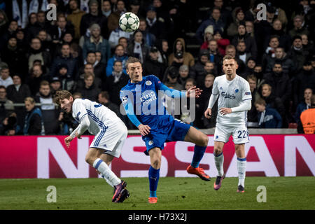 Danemark, Copenhague, 2 novembre 2016. Jamie Vardy (9) de Leicester City vu au cours de l'UEFA Champions League match du groupe G entre le FC Copenhague et Leicester City à Telia Parken Banque D'Images