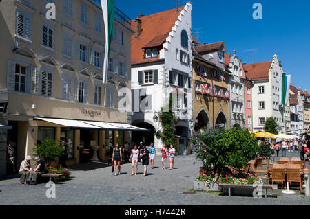 La Maximilianstrasse, dans la vieille ville, le lac de Constance, Lindau, Bavière Banque D'Images