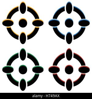 Crosshair / cible / icônes réticule en 4 couleurs Illustration de Vecteur
