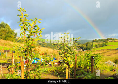 Vue de l'attribution d'un arc-en-ciel dans YorkshireUK Banque D'Images