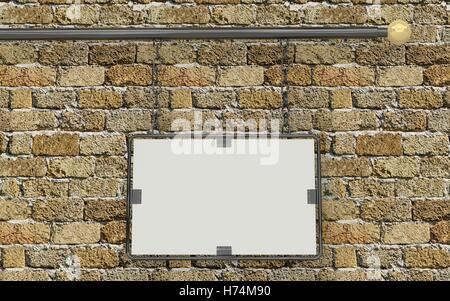 Sheet Metal sur un vieux mur de briques. Le rendu 3D. Banque D'Images