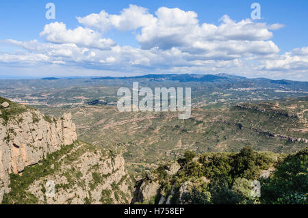 Vue depuis le monastère de Montserrat en Catalogne, Espagne Banque D'Images
