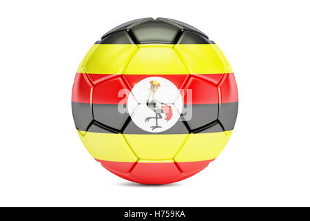 Ballon de football avec le drapeau de l'Ouganda, 3D Rendering Banque D'Images