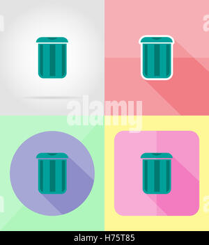 Poubelle pour télévision design icônes illustration isolé sur fond Banque D'Images