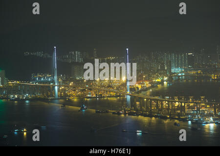 Pont de Stonecutters à Hong Kong at night Banque D'Images
