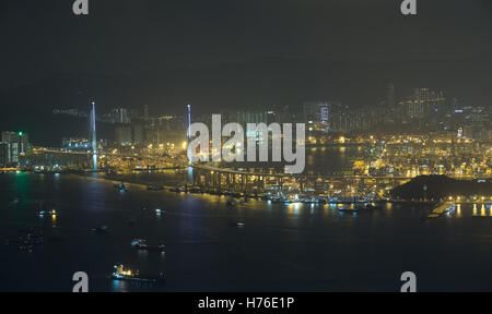 Pont de Stonecutters à Hong Kong at night Banque D'Images