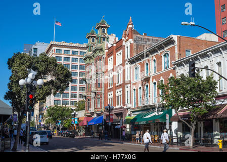 De Gaslamp, Cinquième Avenue, San Diego, Californie, USA. Banque D'Images