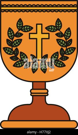 Graal d'or avec croix. la religion et le christianisme catholique icône. vector illustration Illustration de Vecteur