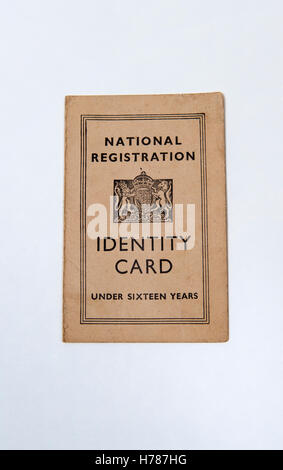 Carte d'identité de l'enregistrement national britannique de moins de 16 ans ans Banque D'Images