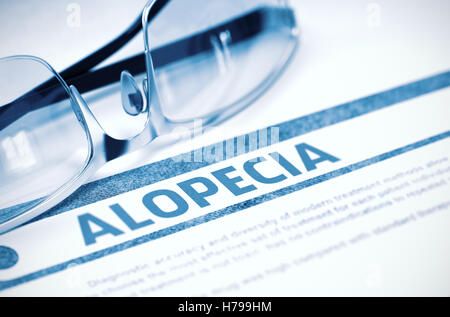 Le diagnostic - l'alopécie. Concept de la médecine. 3D Illustration. Banque D'Images