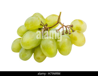 Raisin vert isolé sur fond blanc Banque D'Images