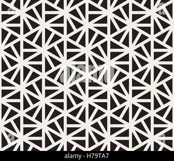 Seamless Vector noir et blanc motif Triangles hexagonale Illustration de Vecteur