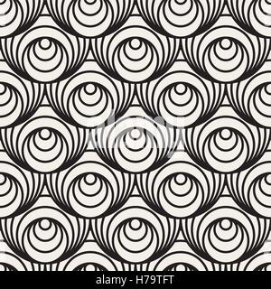 Seamless Vector des cercles concentriques en noir et blanc motif illusion optique Illustration de Vecteur