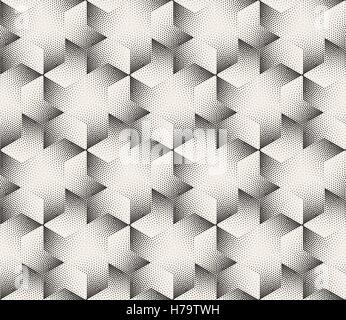 Seamless Vector bandes noires et blanches Points de trame pointillé modèle triangulaire hexagonale Illustration de Vecteur