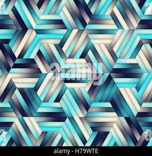 Seamless Vector Color Gradient grille hexagonale à rayures dans les tons de bleu marine Illustration de Vecteur