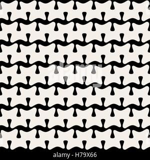 Seamless Vector Horizontal noir et blanc ligne arrondie Motif forme organique Illustration de Vecteur