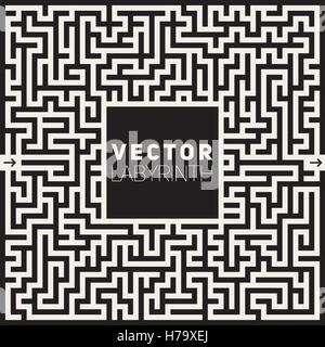 Vector Labyrinth labyrinthe noir et blanc Frame Background Illustration de Vecteur