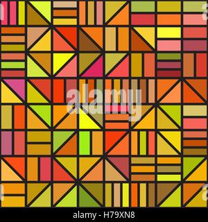 Seamless Vector Bloc irrégulier Grille dans les tons vert Orange Illustration de Vecteur