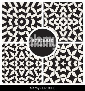 Ensemble de quatre Seamless Vector Ethnique Noir et blanc motif ornemental géométrique Star Illustration de Vecteur