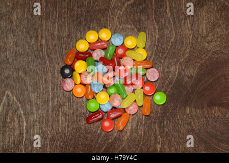 Vue supérieure, un assortiment de bonbons colorés Banque D'Images