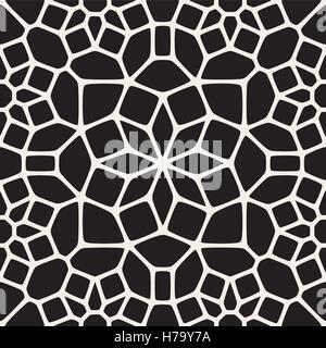 Seamless Vector Round Star noir et blanc motif ornemental en dentelle Illustration de Vecteur