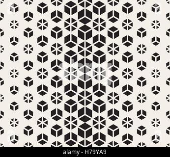 Seamless Vector Triangle noir et blanc grille hexagonale modèle de gradient de demi-teinte Illustration de Vecteur