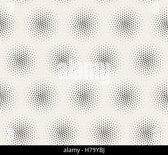 Seamless Vector noir et blanc pointillé subtil Motif Cercles Dotwork de demi-teinte Illustration de Vecteur