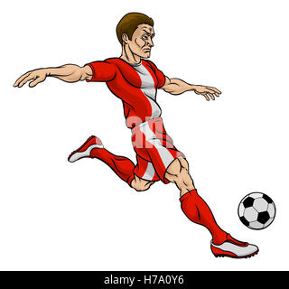 Un joueur de soccer football cartoon character Kicking the ball Banque D'Images