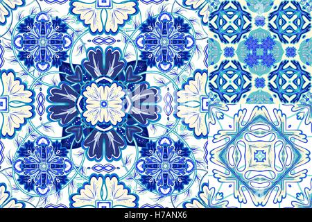 Art vintage vector set damassé motif de fond. Arrière-plan transparent Vintage Collection - Victorian Tile dans le Vector Illustration de Vecteur