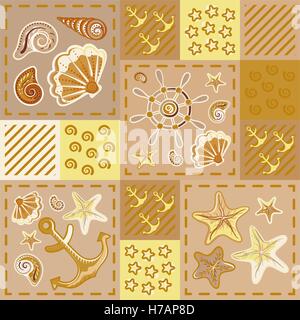 Modèle transparent avec des créatures de mer. L'élément de l'océan, vecteur de décoration bébé modèle homogène. Vector illustration Illustration de Vecteur