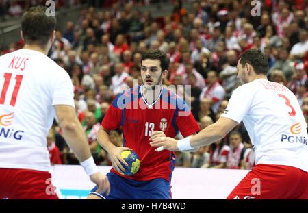 Gdansk, Pologne 3 novembre 2016 2018 Qualification Championnat d'Europe des hommes. Pologne / Serbie match à ERGO arena sports hall à Gdansk. Zelenovic Nemanja (13) en action pendant le jeu est vu. Credit : Michal Fludra/Alamy Live News Banque D'Images