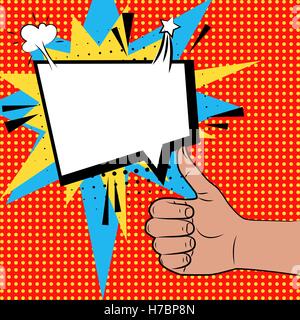 Signe de main Thumbs up comic retro pop art style. Bon, gestes doigt Thumbs up. Cartoon vector bd bulle de couleur. Dot Illustration de Vecteur