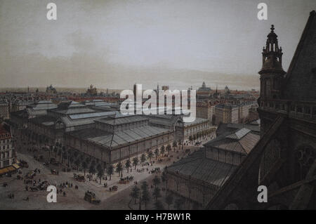 La France. Paris. Les Halles du Marché, 1871. Banque D'Images