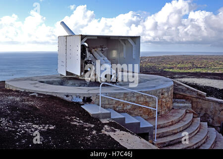 Fort Bedford sur la colline sur l'île de l'Ascension - Pistolet du HMS Hood Banque D'Images