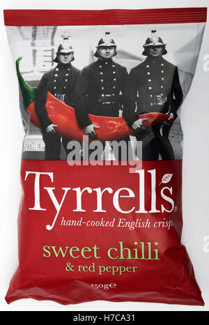 Tyrrells sweet chili poivre rouge et chips Banque D'Images