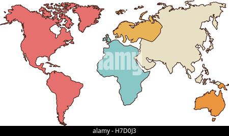 Carte du monde atlas du monde entier. L'icône sur fond blanc. design coloré. vector illustration Illustration de Vecteur