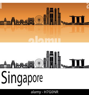 Singapour V2 skyline en fond orange en fichier vectoriel éditable Banque D'Images