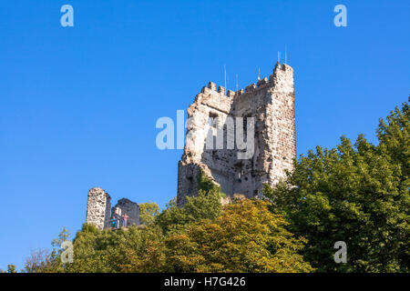 L'Allemagne, de la ruine des Siebengebirge, château à la montagne Drachenfels. Banque D'Images