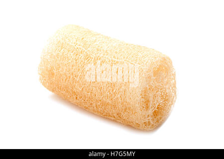 Loofah éponge naturelle du corps pour enlever les saletés et les peaux mortes isolé sur fond blanc Banque D'Images