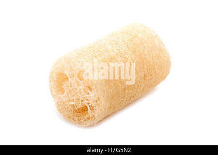 Loofah éponge naturelle du corps pour enlever les saletés et les peaux mortes isolé sur fond blanc Banque D'Images