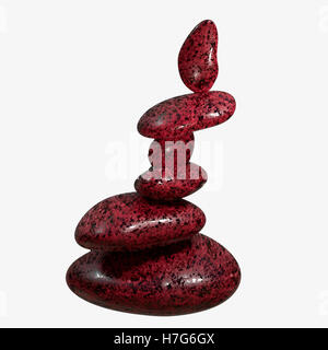 Pierres zen rouge rendu 3D Banque D'Images