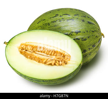Groupe de melons vert isolé sur fond blanc avec clipping path Banque D'Images