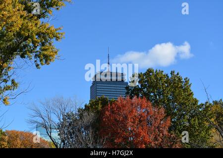 Le Fenway Park d'Olmsted, Muddy River, et des jardins de la victoire de Boston's Emerald Necklace and Back Bay. Banque D'Images