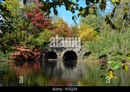 Le Fenway Park d'Olmsted, Muddy River, et des jardins de la victoire de Boston's Emerald Necklace and Back Bay. Banque D'Images