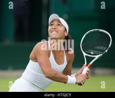 Heather Watson (GBR) en action à Wimbledon 2016 Banque D'Images