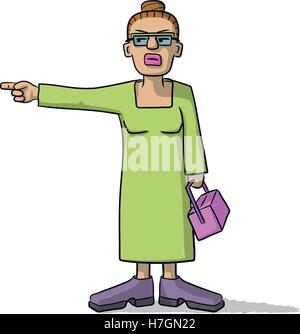 Cartoon femme avec un regard soupçonneux indique Illustration de Vecteur